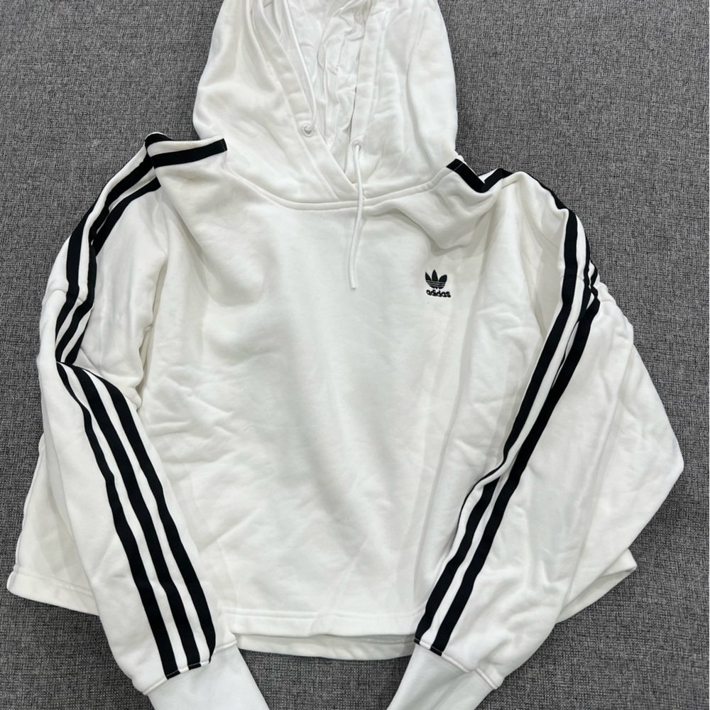 Adidas crop hoodie white M